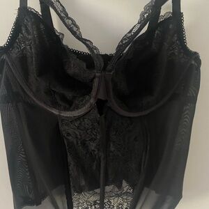New Elegant Black Lace corset Lingerie Top